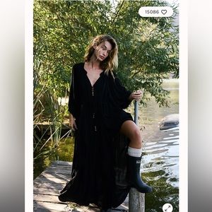 Free People Plenty of Love maxi - black, size small